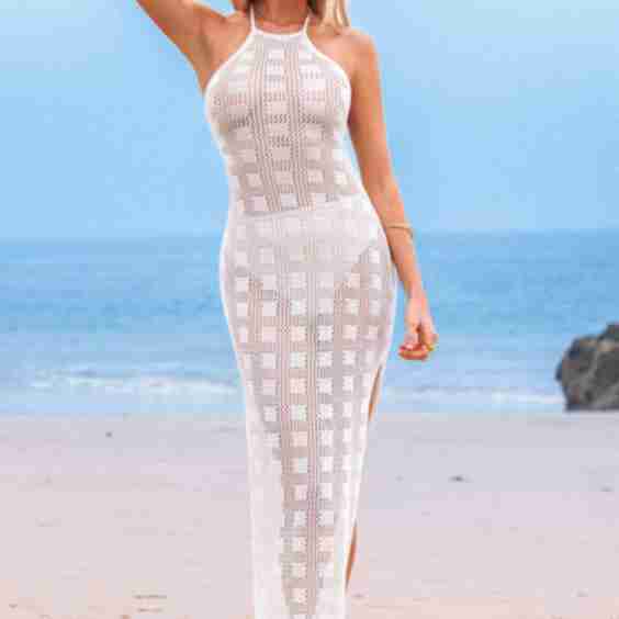Sundown Bliss White Cover-Up Maxi Dress
