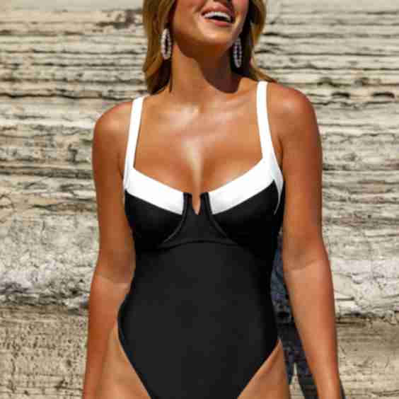 Cupshe x Jojo Audrey V-Wire Colorblock One Piece Swimsuit