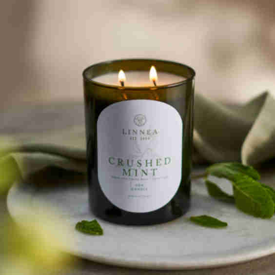 Recycled Glass Candle Crushed Mint