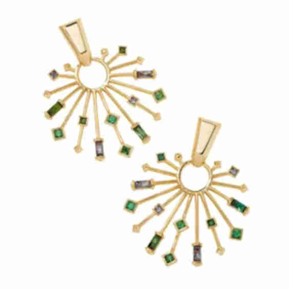 Jessa Mix Crystal 14K Gold Over Brass Statement Earrings