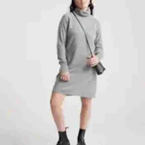 Mongolian Cashmere Turtleneck Sweater Dress