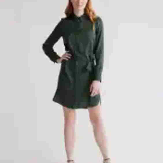 Washable Stretch Silk Shirt Dress