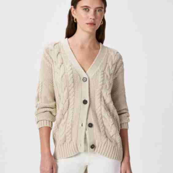 100% Organic Cotton Oversized Cable Cardigan