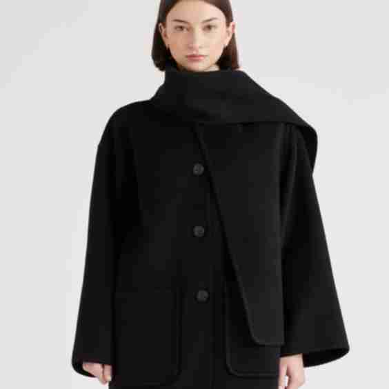 Double-Faced Merino Wool Scarf Coat