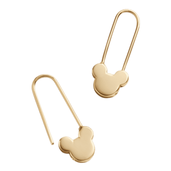 Disney 18k Mickey Mouse Safety Pin Earrings