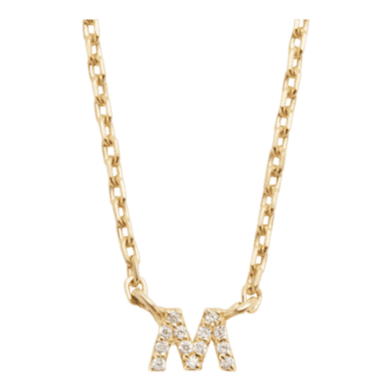 18k Gold Pavé Mini Initial Necklace