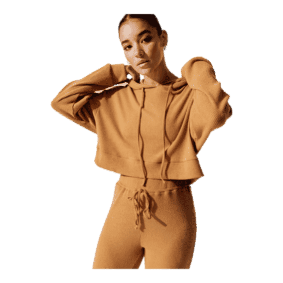 Brushed Ribbed Cropped Hoodie