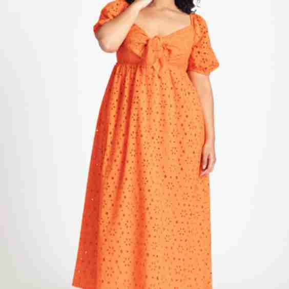 Eyelet Tie Front Maxi Dress