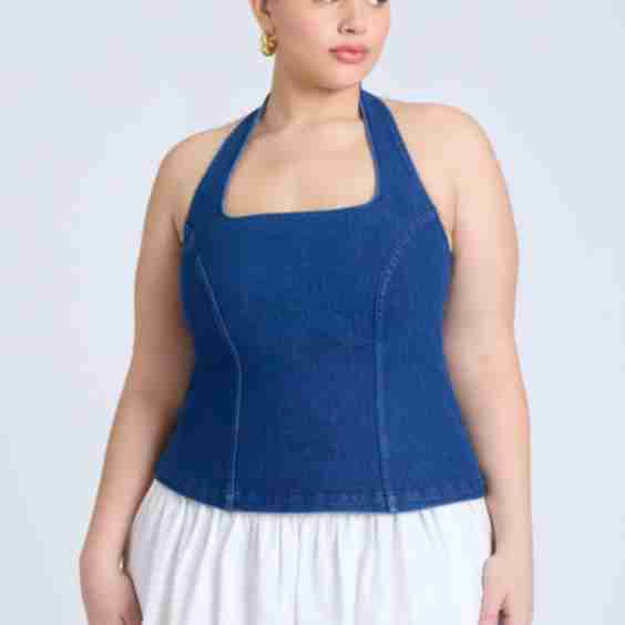 Comfort Stretch Denim Halter Top