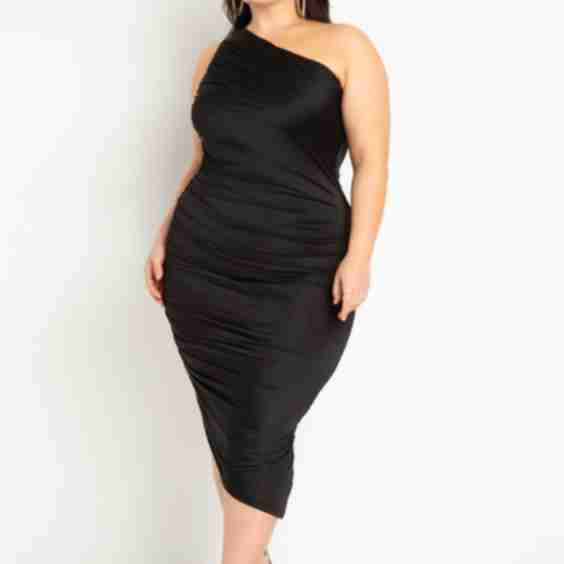 Ruched One-Shoulder Dress