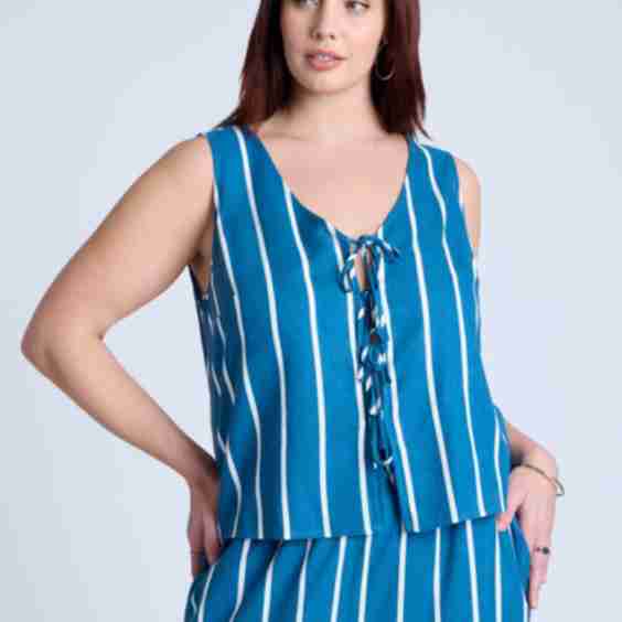 Linen Blend Dainty Tie Vest Top