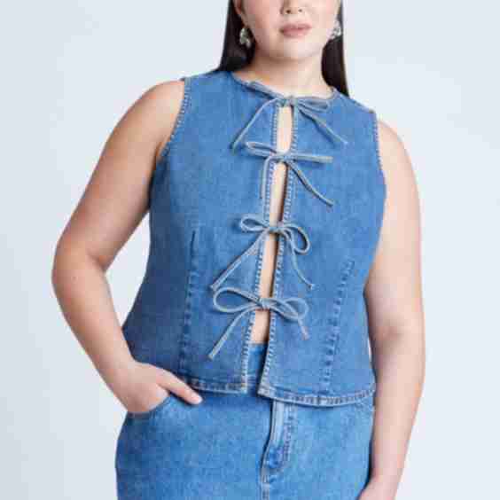 Tie Front Denim Vest