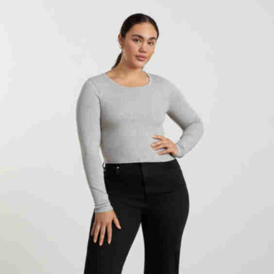 The Pima Micro-Rib Cropped Long-Sleeve Crew