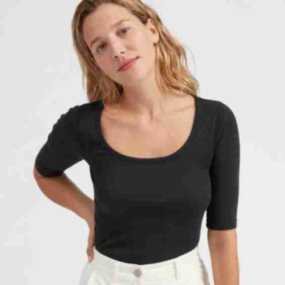 The Pima Micro-Rib Scoop-Neck Tee