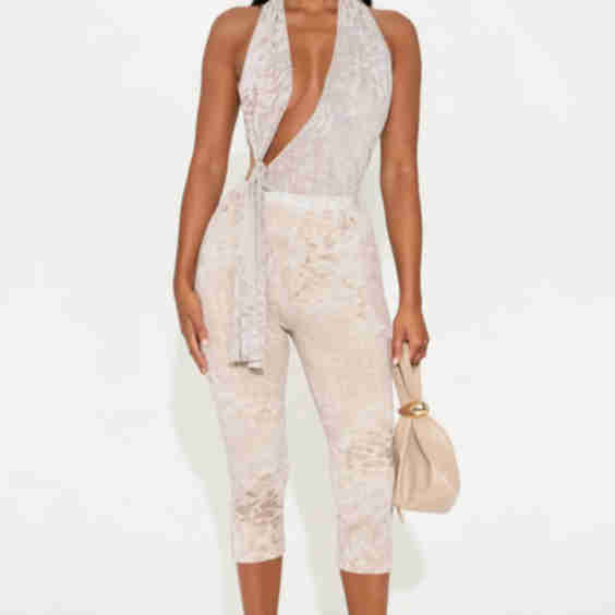 Mariah Animal Print Halter Capri Jumpsuit
