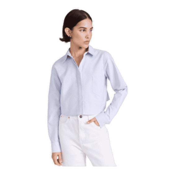 Cropped Cotton Oxford Shirt