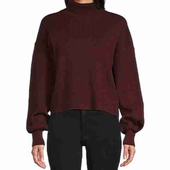 Rib Mock Neck Long Sleeve Sweater