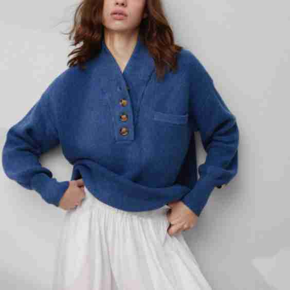 Cottonsilk Pocket Henley Sweater