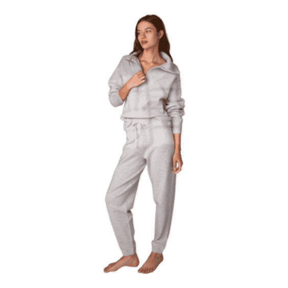 Cozy Cotton Silk Collared Half Zip