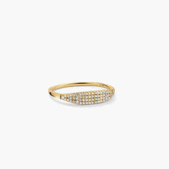 Pavé Diamond Slim Signet Ring