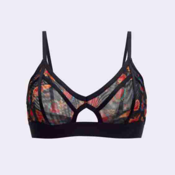 Silky Mesh Sheer Cutout Triangle Bralette
