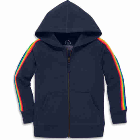 Kid's Zip Hoodie with Rainbow Trim
