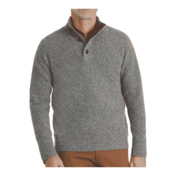 Button-Neck Donegal Sweater