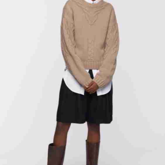 Cropped Cable Sweater