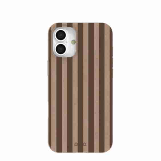 Chocolate Brown Cocoa Stripes Iphone 16 Plus Case