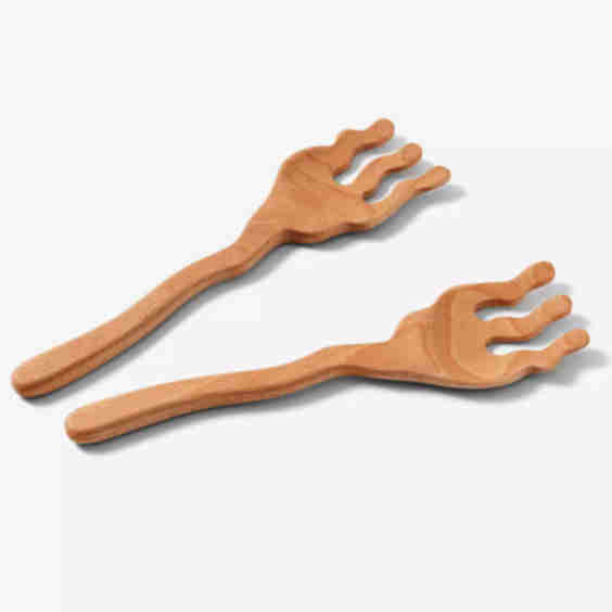 Serving Friends Wavy Wooden Spoons
