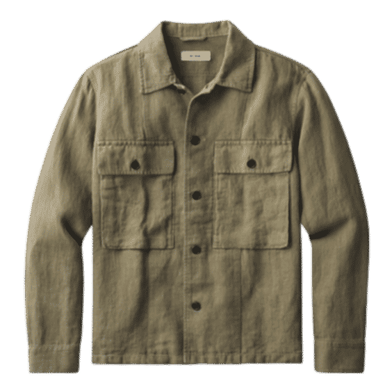 Herringbone Loomed Linen Fatigue Shirt