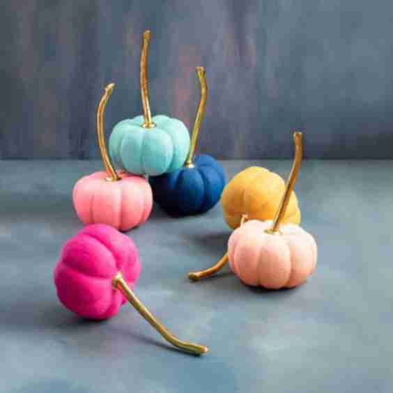 Rainbow Paper Mache Pumpkin Decor