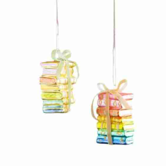 Rainbow Books Glass Ornament