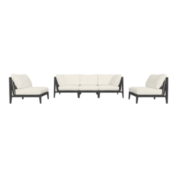 Aluminum Outdoor Sofa with Armless Chairs - 5 Seat