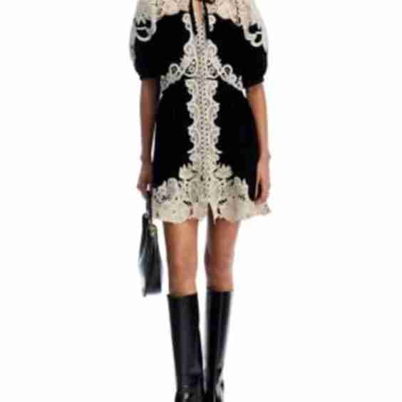Medina Velvet & Lace Mini Dress