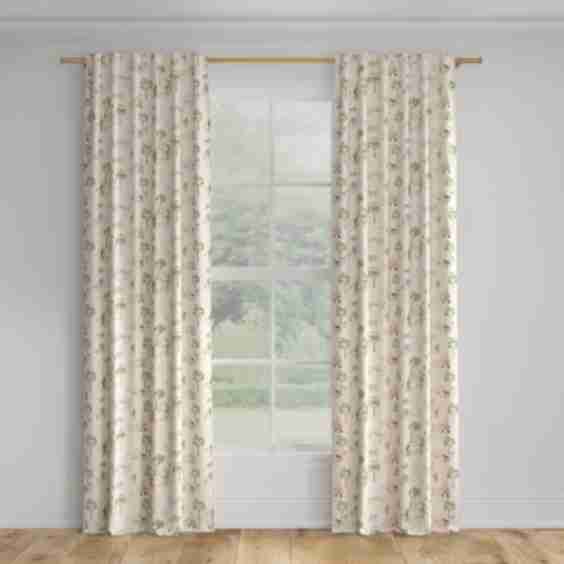 Printed Linen Unlined Curtains