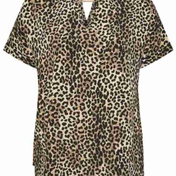 Curve Brown Leopard Print Metal Trim Blouse