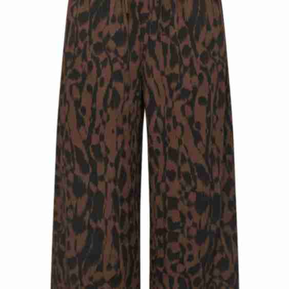Curve Brown & Black Abstract Wide Leg Trousers