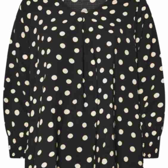 Curve Black Spot Print V-Neck Blouse
