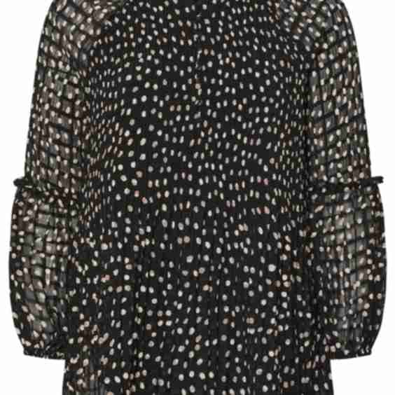 Curve Black Spot Print Pleated Blouse