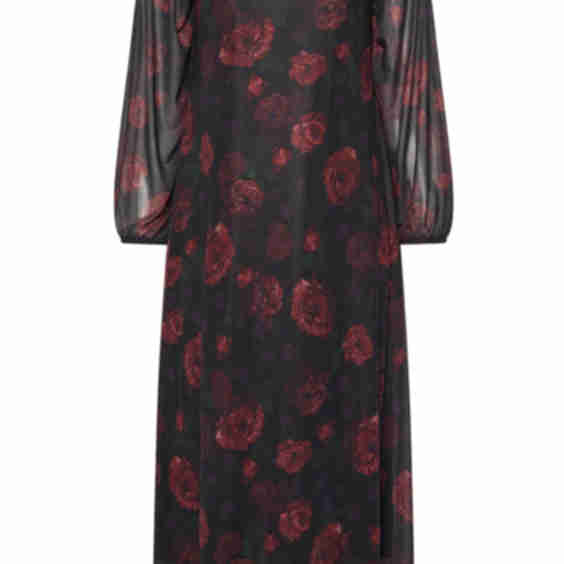 Curve Black Floral Mesh Maxi Dress