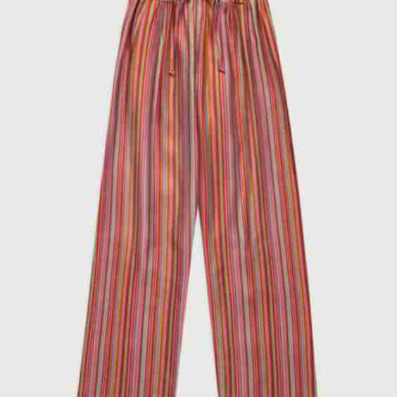 Striped Silk-Twill Straight-Leg Pants