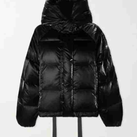 Hooded Quilted Glossed-Shell Down Jacket