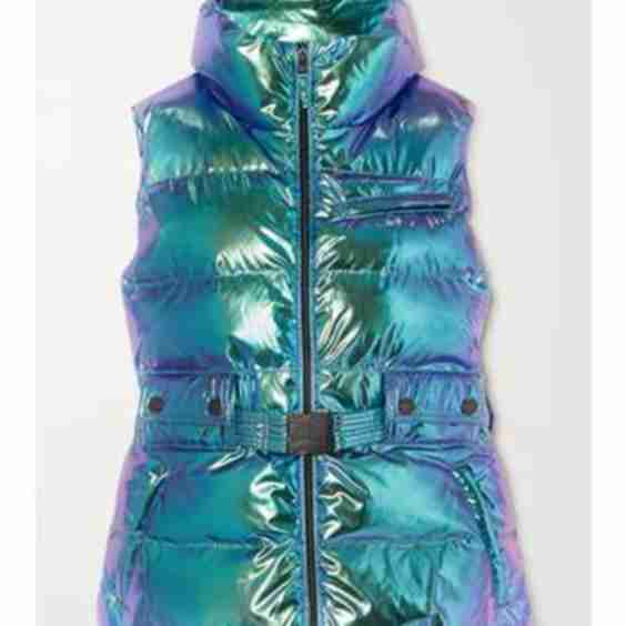 Belted Quilted Iridescent Ski Vest