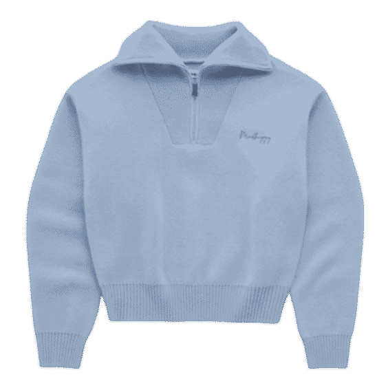 Embroidered Cashmere Blend Quarter Zip