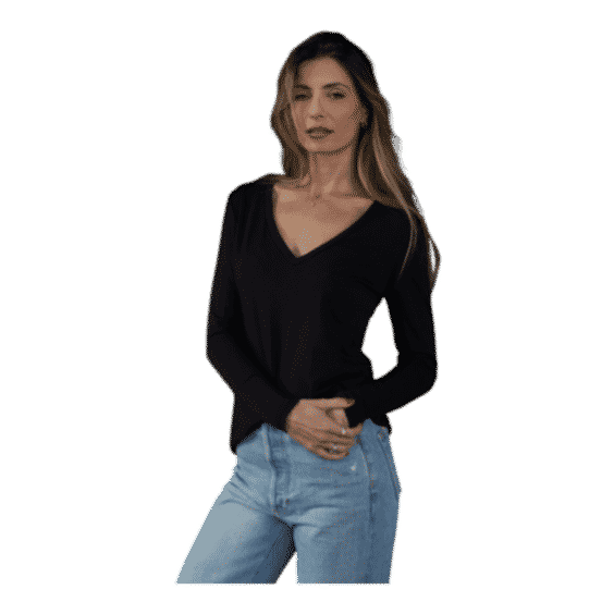 Tyler Long Sleeve Deep V Neck Tee