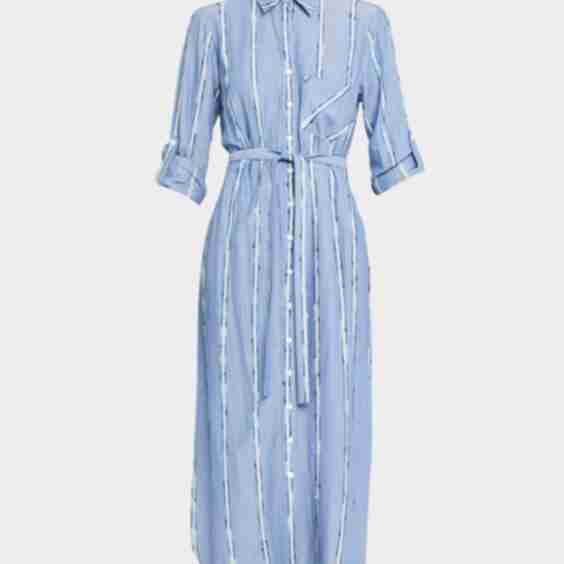 Alex Striped Straight Fit Midi Shirtdress