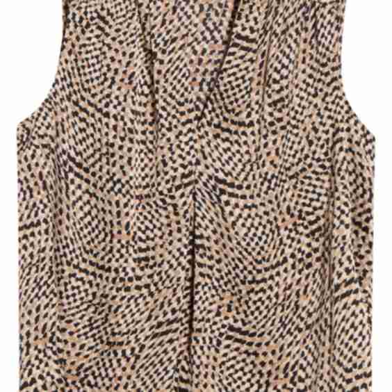 Abstract Print Pleated Sleeveless Top 