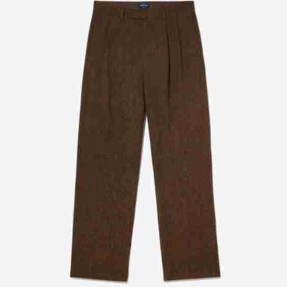 Double Pleat Wool Herringbone Trousers