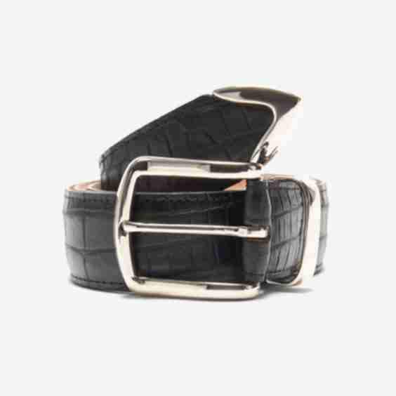 Croc Embossed Metal Tip Belt